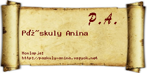 Páskuly Anina névjegykártya